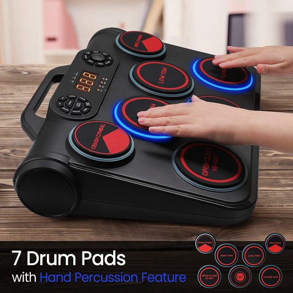 E-Drums Kit, WekiiStar Batteria Elettronica con 7 Pad Sensibili Alla Velocit??, Batteria con Connessione USB-MIDI, Batteria Elettronica MIDI DTC per Principianti - immagine 4