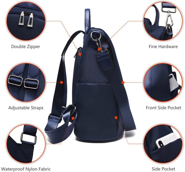 Charmore Zaino da Donna Antifurto Borse Nylon impermeabile Daypack Spalla per Viaggio Lavoro Scuola - immagine 7