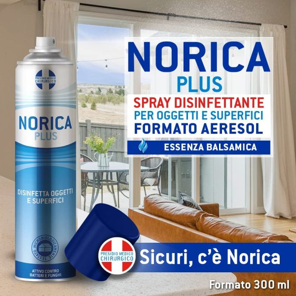 Norica Plus, Spray Disinfettante Oggetti E Superfici, Essenza Balsamica, color Profumo Neutro, 300 ml - immagine 5