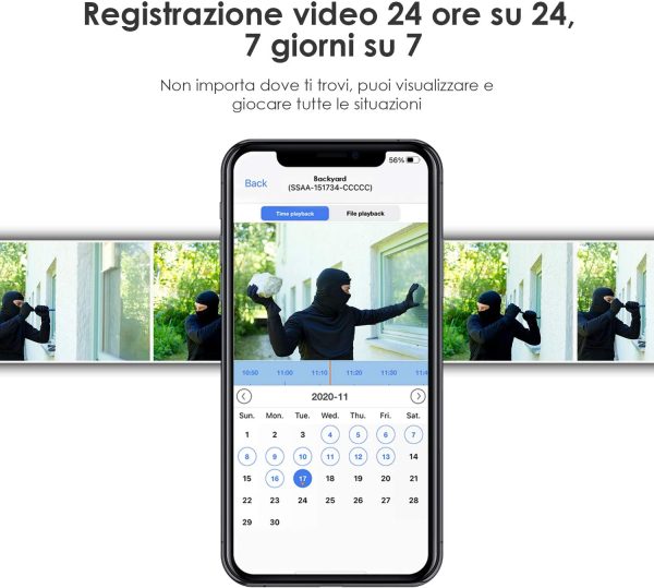 Telecamera Wifi Esterno 1080P FHD Videocamera sorveglianza Wi-Fi Interno con Rilevazione di Movimento, Visione Notturna 25m, Audio Bidirezionale, Compatibile con Scheda SD - immagine 5