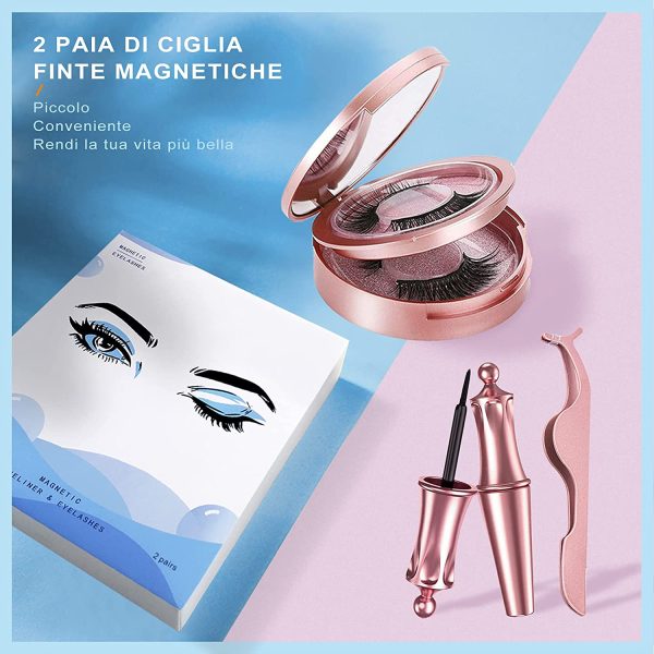 Ciglia Magnetiche, Ciglia Finte Magnetiche Con Bellissimo Specchietto E Magnetiche Eyeliner - immagine 5