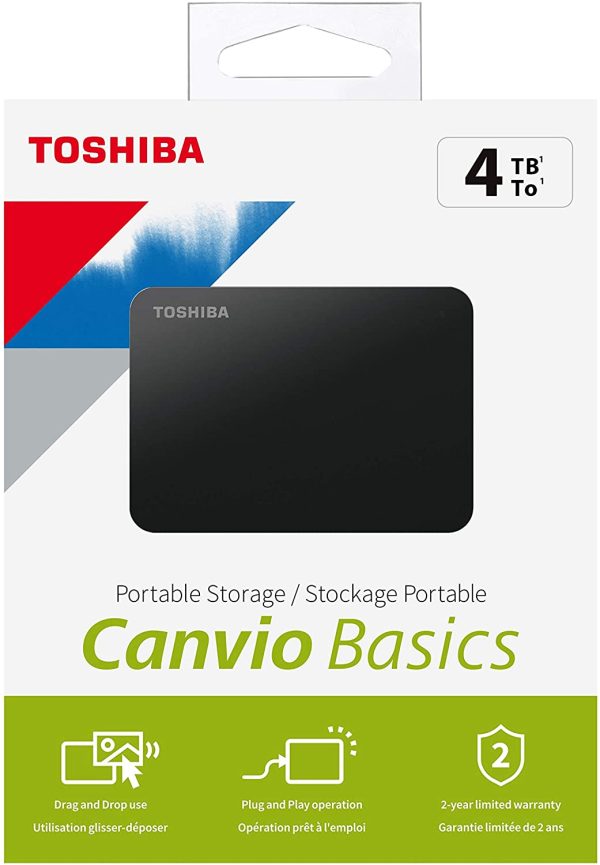 TOSHIBA HDTB440EK3CA Canvio Basics - Disco rigido Esterno Portatile, USB 3.0, Nero, 4 TB - immagine 7