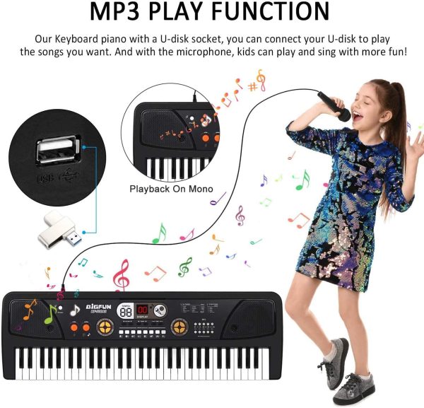 Shayson Pianola Bambini Musicale Tastiera per Bambini 61 Tasti, Pianoforte con Microfono Per Bambini, Regalo Ideale per Bambini e Principianti - immagine 6