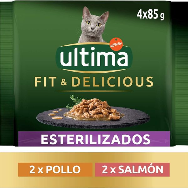 Ultima Cibo Umido Per Gatti Con Pollo E Salmone - 4 X 85Gr X 12 (4,08 Kg) - 4080 g - immagine 4