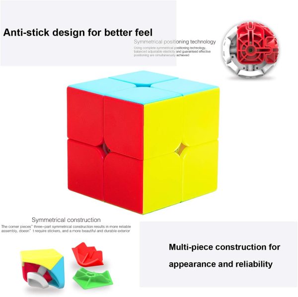 TOYESS Cubo Magico 2x2 Originale Stickerless, Speed Cube 2x2 Cubo di Veloce e Liscio, Regalo di Natale per Bambini & Adulto - immagine 5