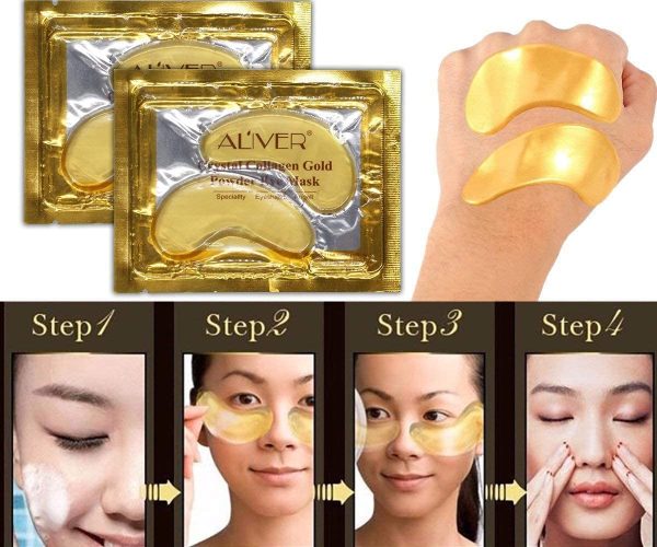 Maschera per Gli Occhi al Collagene in Gel di Cristallo Oro 24K 25 paia, Antiet?? e Rughe, Crema Idratante, per Rimuovere Borse Sotto Gli Occhi, Occhiaie, Crema Idratante, Occhi Gonfi - immagine 6