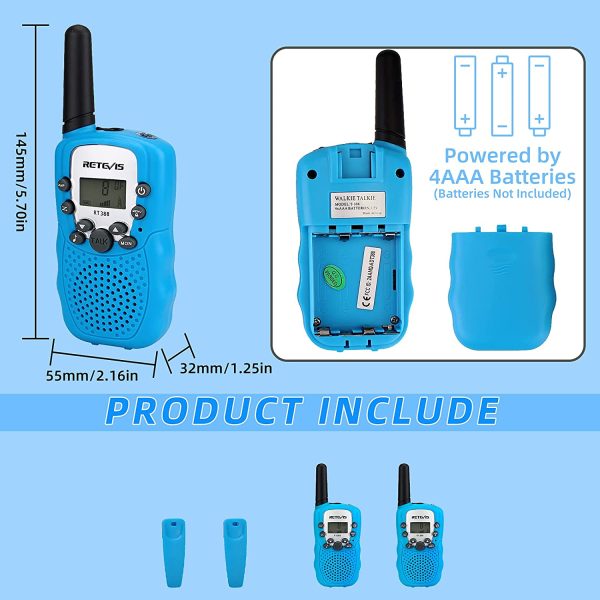 Retevis RT388 Walkie Talkie Bambini a Lungo Raggio, Torcia 8CH VOX per Ragazzi, Giocattoli per Bambini di 3-12 Anni, Regali di Compleanno per Attivit?? Indoor Outdoor (1 Coppia, Cielo Blu) - immagine 8