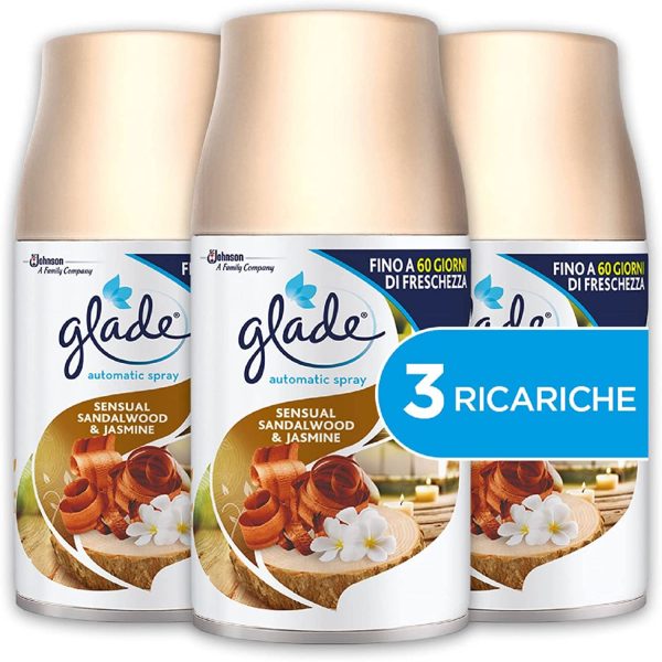 Glade Automatic Tripla Ricarica, Profumatore per Ambienti Spray Fragranza Sensual Sandalwood e Jasmine, 3 x 269 ml - immagine 6