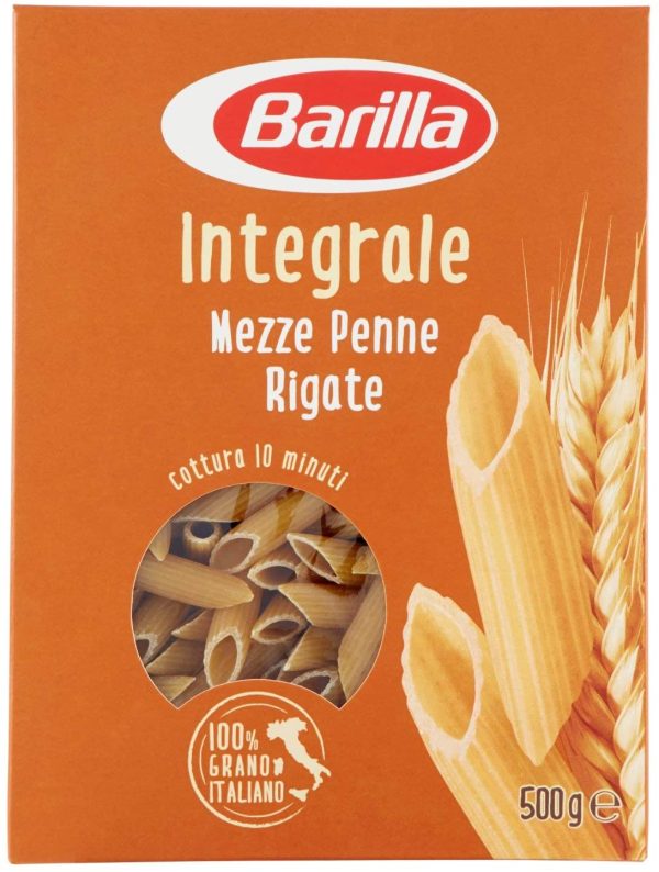 Barilla Pasta Mezze Penne Rigate Integrali, Pasta Corta di Semola Integrale di Grano Duro, Integrale, 500 g - immagine 4