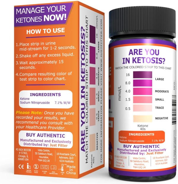 Urinalysis Ketone Keto Urine Test Strips. Test delle analisi chetoniche delle urine per livelli di chetoni a basso contenuto di carboidrati - immagine 6