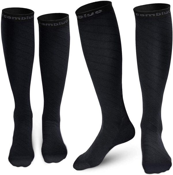 CAMBIVO Calze Compressione Graduata Donna e Uomo 2 Paia, Calze Elastiche a Compressione Graduata per Sport, Running, Trekking, Viaggio in Aereo - immagine 5