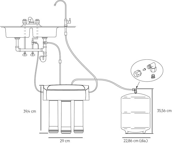 Membrana (MEM) per Osmosi Acquatica Filtrazione Aell'acqua Acqua Potabile Sotto il Lavandino | Per Sistema di Filtrazione RO | Salvavita 1 Anno - immagine 2