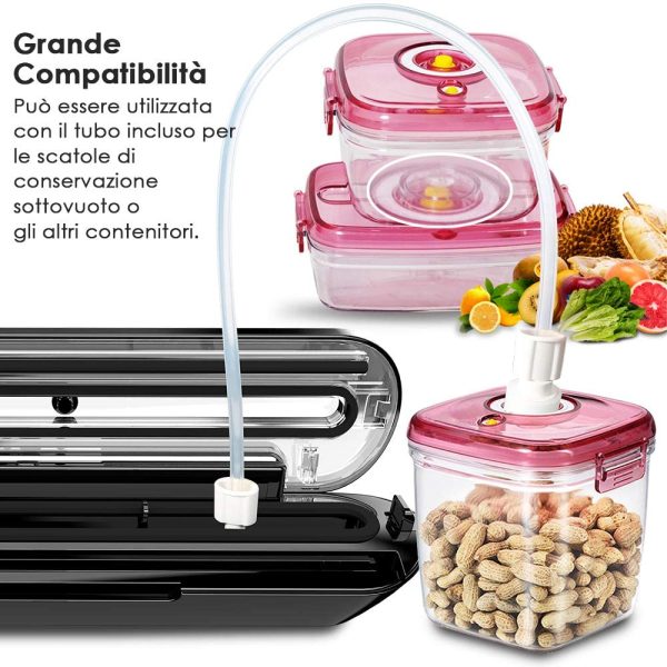 Macchina Sottovuoto per Alimenti Professionale LOFTER Sigillatrice Sottovuoto Automatica Portatile Vacuum Sealer Sigillatore a Vuoto Macchinetta Cibi Sottovuoto con 10 Sacchetti e 1 Tubo (80 watt) - immagine 5