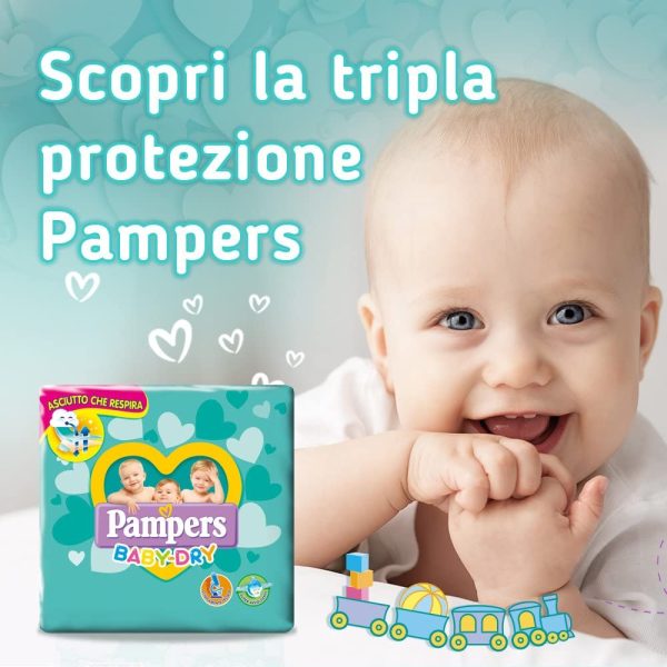 Pampers Baby Dry Pannolini Maxi, Taglia 4 (7-18 kg), 6 Confezioni da 26 (156 Pannolini) - immagine 3