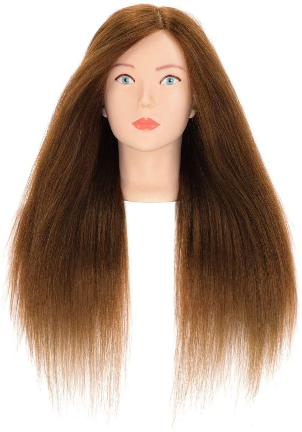 Neverland 22"80% Real Hair Training Head Parrucchiere Styling Head Cosmetology Manichino Manichino Testa di bambola Morsetto da tavolo gratuito - immagine 8