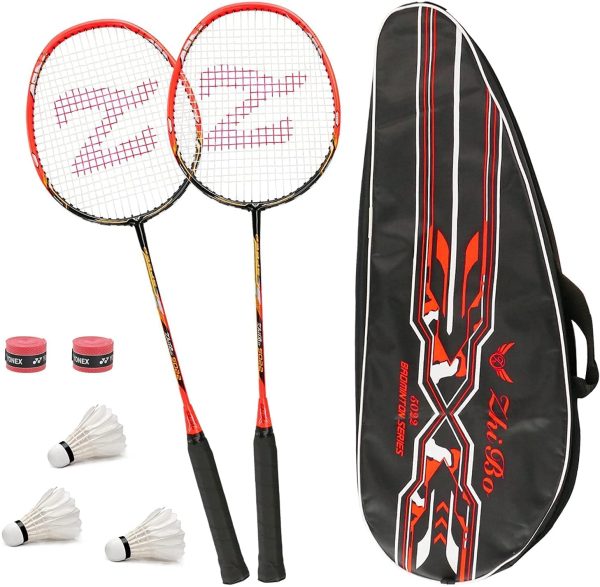 Set Di 2 Racchette Per Badminton, Con Borsa Per Racchette/2 x Overgrip/3 x Piuma Ball, Fibra Di Carbonio Racchetta da Badminton Unisex, Per Giocatori Esperti - immagine 3