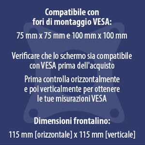 Invision MX450 Compatibile con fori di montaggio VESA:75 mm x 75 mm e 100 mm x 100 mm