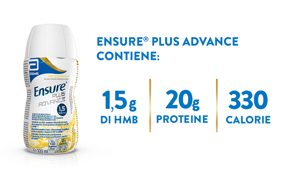 supplemento nutrizionale, nutrizione ipercalorica e iperproteica, pronto da bere, gusto banana