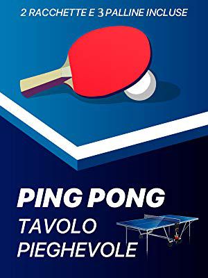 YM Tavolo da Ping Pong Indoor Pieghevole Ruote per il Trasporto Racchette Palline Omaggio Dimensioni