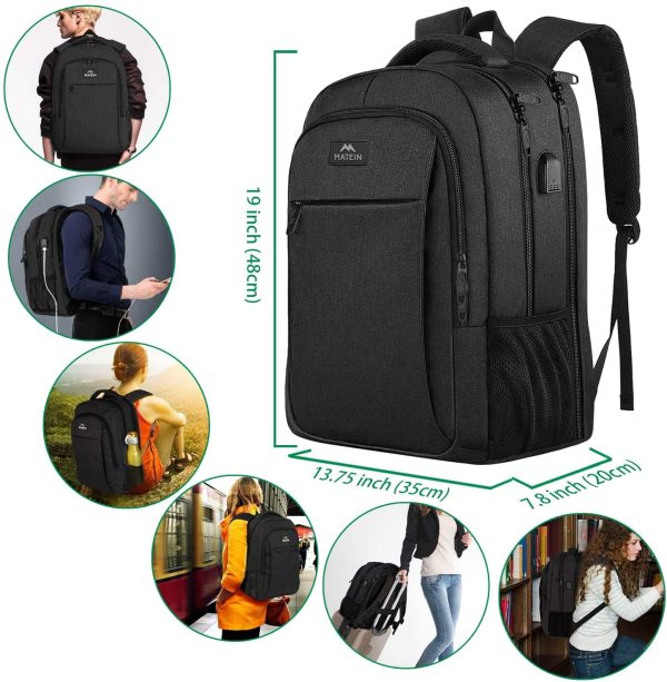 Zaino Uomo 17.3 Pollici Grande Zaino Porta PC Lavoro Antifurto Zaino Laptop Computer Notebook Unisex Zaini per PC Portatili con Caricatore USB per Viaggio Ufficio Scuola Universit?? - Nero