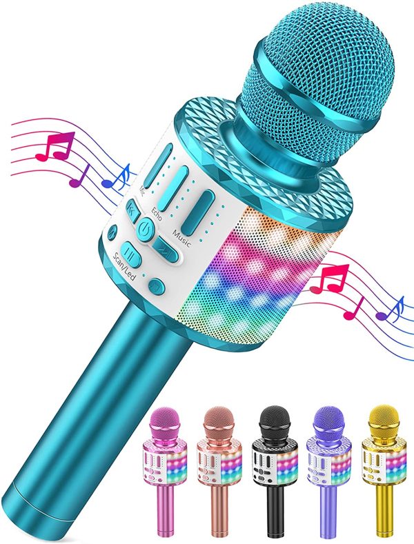 Microfono Karaoke Bluetooth, Microfoni Karaoke Wireless con LED Flash, Portatile Karaoke Player Bambini, Altoparlante, Cambia Voce, per KTV/Casa/Festa/Canto, Compatibile con Android/iOS - immagine 6