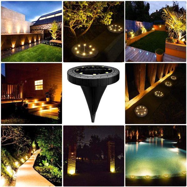 Luci Sepolte,kdorrku 8 Pezzi 8 Led Lampada Solare da Giardino Faretti 100LM Lampade da Incasso a Terra IP66 Luci solari da esterno Impermeabile Luci Gialla Strade prato da piscina Uso - immagine 9