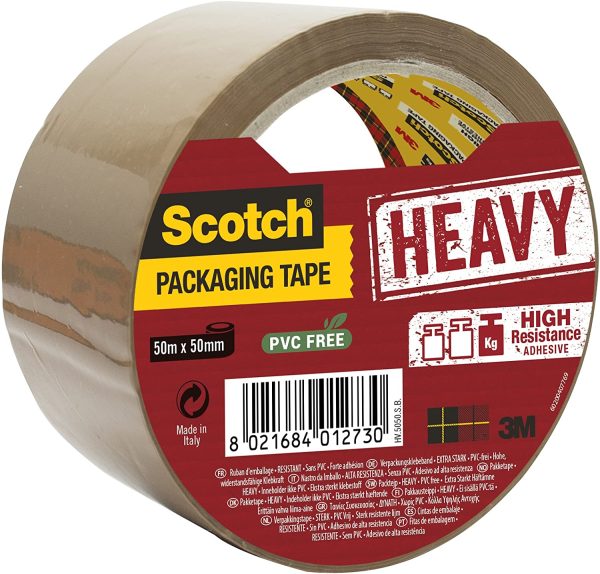 Scotch Nastro da Imballo  Packaging Tape Heavy/Nastro Adesivo Ultra Resistente, Confezione da 1 Rotolo, Avana, 50mm x 50m - immagine 6