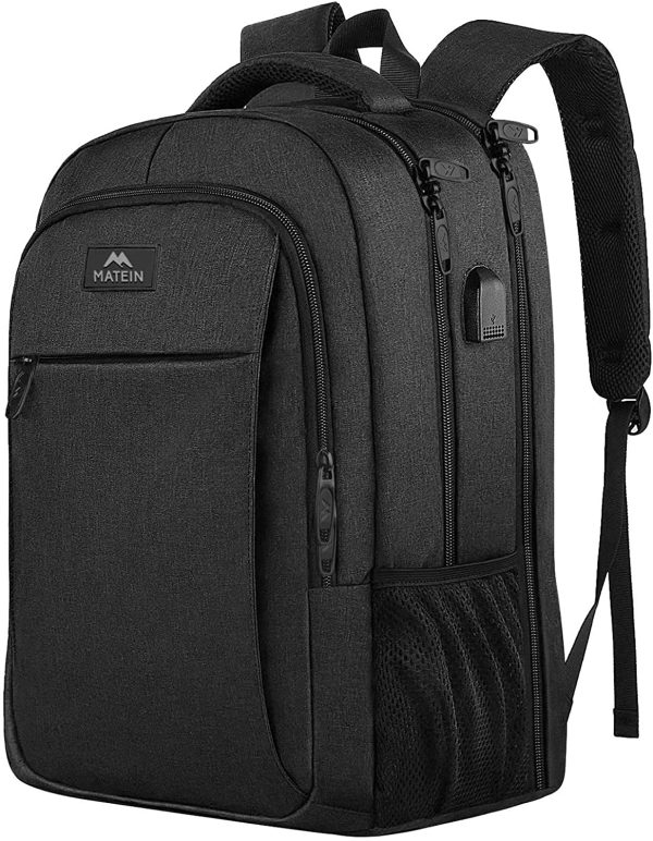 Zaino Uomo 17.3 Pollici Grande Zaino Porta PC Lavoro Antifurto Zaino Laptop Computer Notebook Unisex Zaini per PC Portatili con Caricatore USB per Viaggio Ufficio Scuola Universit?? - Nero - immagine 7