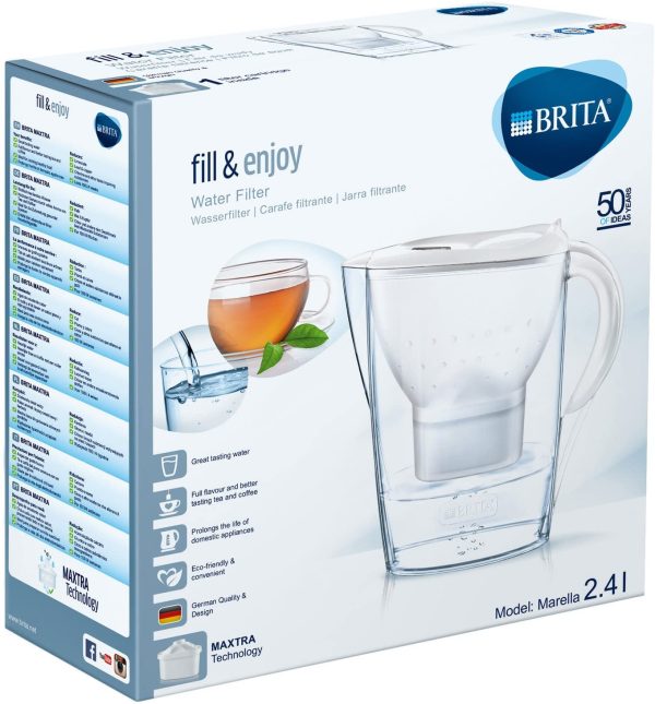 Brita Marella Caraffa Filtrante con Tecnologia di Filtrazione Maxtra, Plastica, Bianco - immagine 3