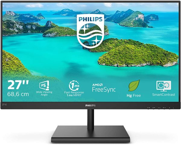 Philips 271E1SD monitor FHD da 27", FreeSync (1920 x 1080, 75 Hz, VGA, DVI, HDMI), colore nero - immagine 8