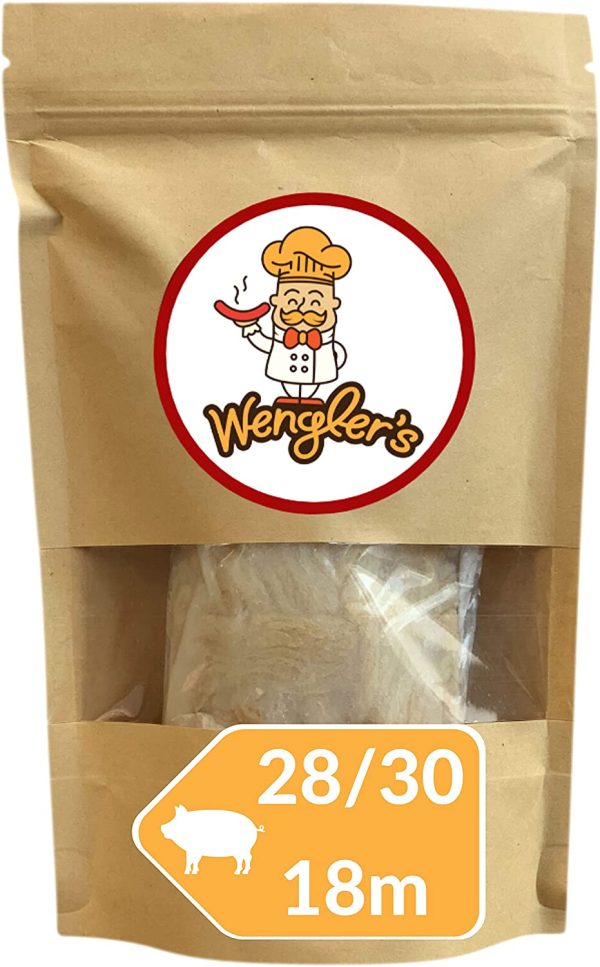 Wengler's - Budello Per Salsiccia Naturale Essiccato, Calibro 28/30 - 18 METRI, Affumicabile, Adatto A Carni Di Suino, Maiale, Pecora, Hot Dog (28/30 18m) - immagine 4