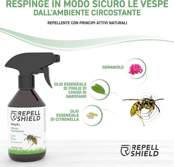 RepellShield Repellente Spray Vespe Api Naturale - Repellente Vespe Esterno e Nido Vespe - Repellente per Vespe e Calabroni a Lunga Durata - Alternativa Bio all'Insetticida Vespe e Calabroni, 250ml - immagine 6