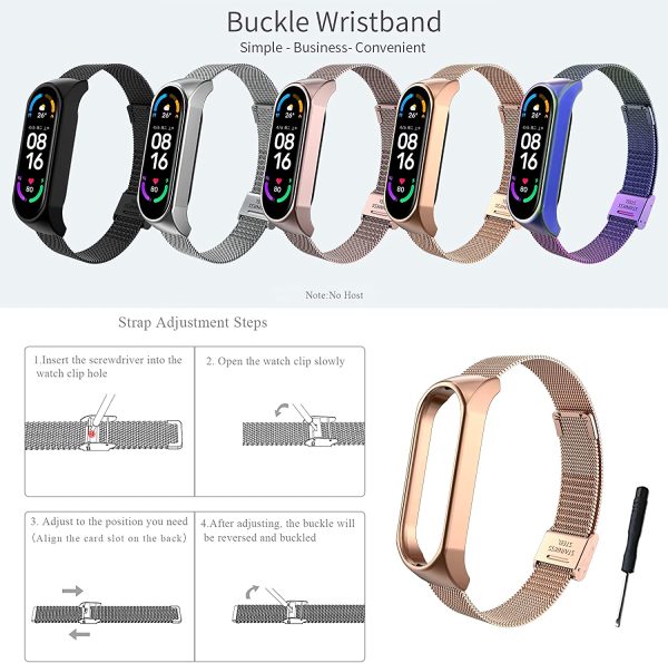 Cinturino per Mi Band 6 Cinturini Metallo in Acciaio Inossidabile Bracciale di Ricambio Braccialetto da Polso Sostitutivo Wristband Cinturini Mi Band 5/4 - immagine 6