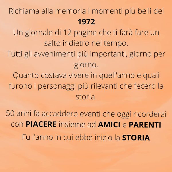 Giornale dei Ricordi 1972 Biglietto Auguri Compleanno Anniversario Matrimonio 50 Anni - immagine 3