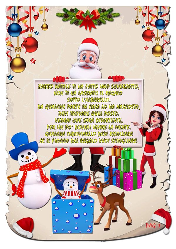 Caccia al tesoro natalizia in scatola per casa 8-12 anni - Giochi natalizi per bambini - Caccia al regalo di Babbo Natale - Caccia al tuo regalo di Natale - Giochi di natale per bambini - immagine 2