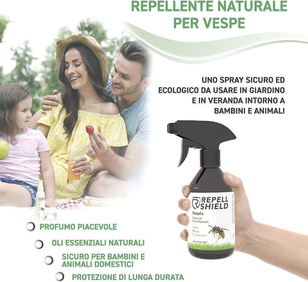 RepellShield Repellente Spray Vespe Api Naturale - Repellente Vespe Esterno e Nido Vespe - Repellente per Vespe e Calabroni a Lunga Durata - Alternativa Bio all'Insetticida Vespe e Calabroni, 250ml - immagine 5