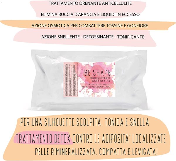 Bende Anticellulite, Drenanti - Trattamento al Sale Rosa dell'Himalaya ad azione Snellente e Detox con Attivi 100% Naturali - Bendaggi Estetici Professionali Riducenti per Gambe, Pancia e Fianchi