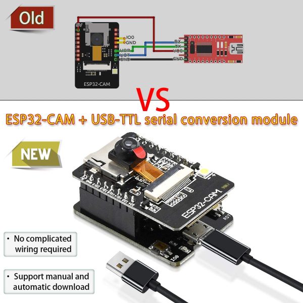 diymore ESP32 Cam Kit Telecamere Esp32 Cam WiFi Scheda di sviluppo CAM WiFi Bluetooth ESP32 CC 5 V, Dual-Core, Wireless con Modulo per Scheda TF Fotocamera OV2640 - immagine 2