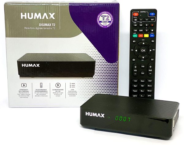 9-00142 - Decoder digitale terrestre DVB-T2 HD-2022T2 Digimax T2 con telecomando 2 in 1 per controllare il TV - immagine 6