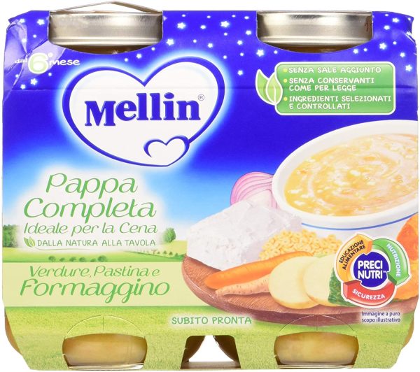 Mellin Pappa Completa Pastina Verdure e Formaggino, 6 Confezioni da 2x200 gr - immagine 3