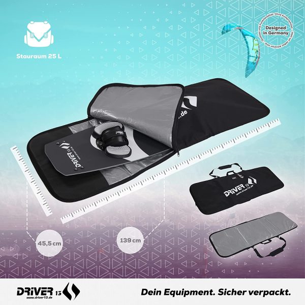 Driver13 ? Kiteboardbag Borsa Singola per la Tua Borsa da Kite, Nera 139 cm - immagine 3