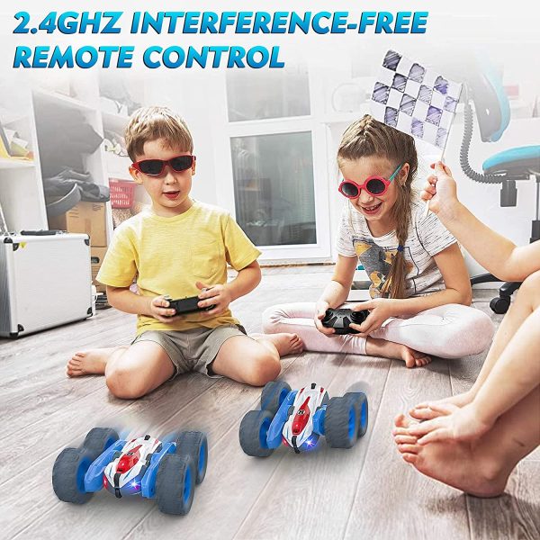 Baztoy Macchina Telecomandata, Rotazione a 360??con Luce LED Veicoli Giocattolo per Bambini 3 4 5 6 7 8 9 10 Anni RC Auto Giochi Interno All'Aperto Giardino Regalo Bambino Compleanno Camion Giocattolo - immagine 3