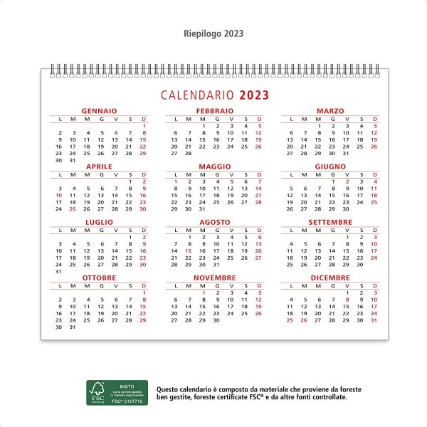 Calendario 2022 da Tavolo con Feste Settimane Lune e Santi - ECOLOGICO in Carta Certificata FSC? e Amico dell'Ambiente - Misura 19,5x16 cm - immagine 4