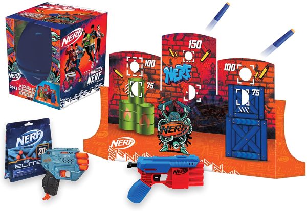 Hasbro Sorpresovo Nerf 2022 - Uovo con sorprese e Scatola che si trasforma in Set di Bersagli, Multicolore