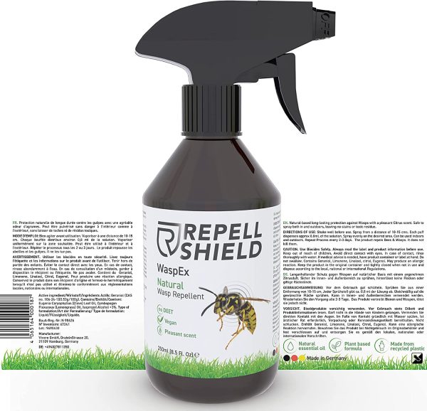 RepellShield Repellente Spray Vespe Api Naturale - Repellente Vespe Esterno e Nido Vespe - Repellente per Vespe e Calabroni a Lunga Durata - Alternativa Bio all'Insetticida Vespe e Calabroni, 250ml - immagine 4