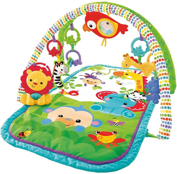 Fisher-Price Palestrina della Foresta con 3 Livelli di Gioco, 5 + 1 giocattoli, Musica e Suoni, Morbido Tappetino Facilmente Lavabile, per Neonati da 0+ Mesi, Imballaggio Sostenibile, GXC36 - immagine 4