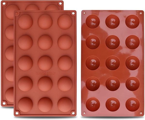 homEdge Stampo in silicone a semisfera da 15 cavit?? piccola, confezione da 3 stampi da forno per fare cioccolato, torta, gelatina, mousse a cupola - immagine 5