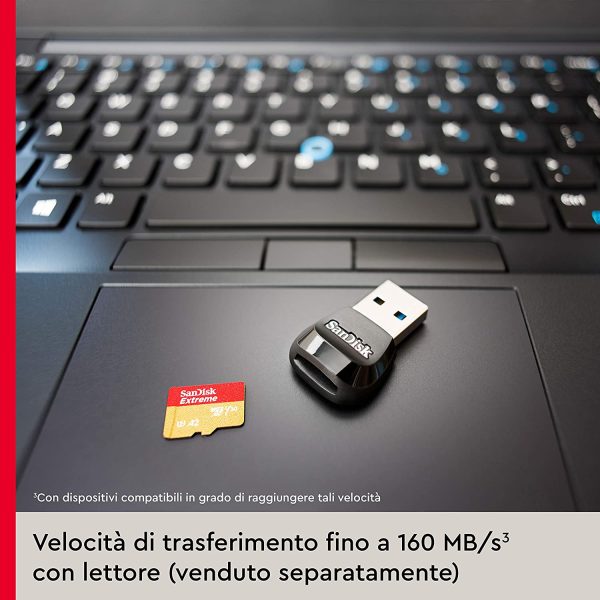 Extreme Scheda Di Memoria microSDXC Da 128 GB E Adattatore SD, Rosso Oro - immagine 4