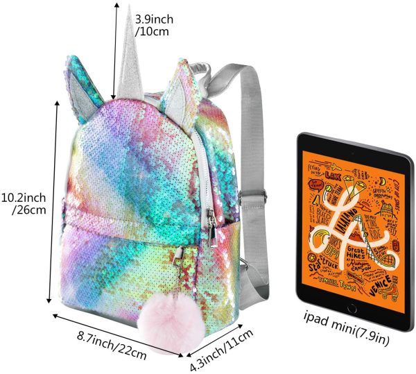 WolinTek Zaino con Unicorno, Borsa per la Scuola per Ragazze, Zaino con Paillette Unicorno,Zaino da Viaggio alla Moda,Sacchetto Di Scuola Unicorn per Ragazze