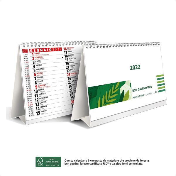 Calendario 2022 da Tavolo con Feste Settimane Lune e Santi - ECOLOGICO in Carta Certificata FSC? e Amico dell'Ambiente - Misura 19,5x16 cm - immagine 8